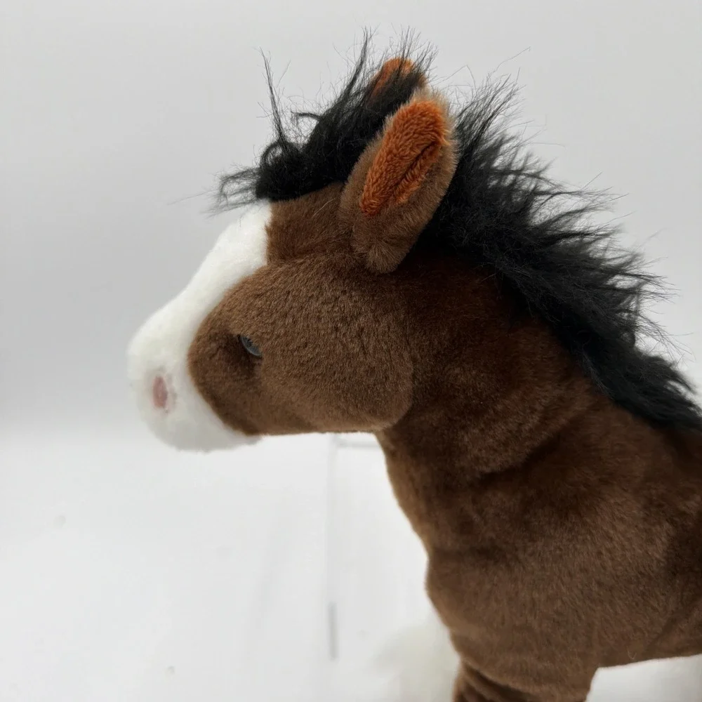 Wild Republic Clydesdale Horse Plush Stuffed‎ Animal Brown White With Black Mane
